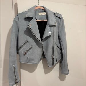 Zara Suede Moto Jacket light blue
